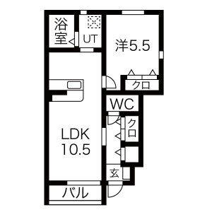 FOLUNA I・II(1LDK/1階)の間取り写真