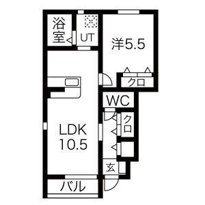 FOLUNA I・II(1LDK/1階)の間取り写真