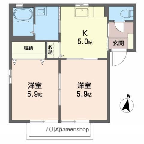 バリュージュ山王(2K/2階)の間取り写真