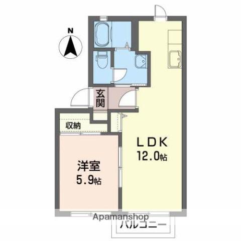 サンコートN・K(1LDK/2階)の間取り写真