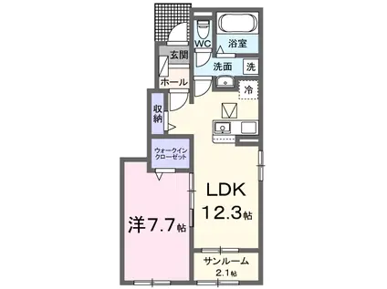 アンピーノⅢ(1LDK/1階)の間取り写真