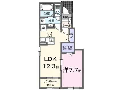 アンピーノⅢ(1LDK/1階)の間取り写真