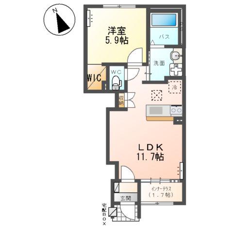 オハナ・ワレア・ハレ(1LDK/1階)の間取り写真