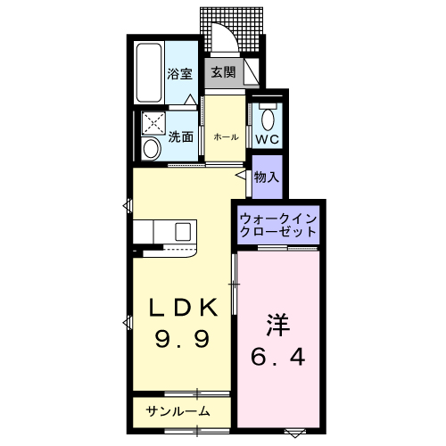 フォルトーナⅦ(1LDK/1階)の間取り写真