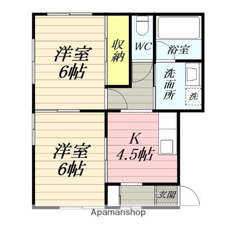 ハイツコスモ(2K/1階)の間取り写真