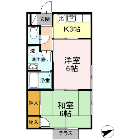 セジュール 旭川(2K/1階)の間取り写真