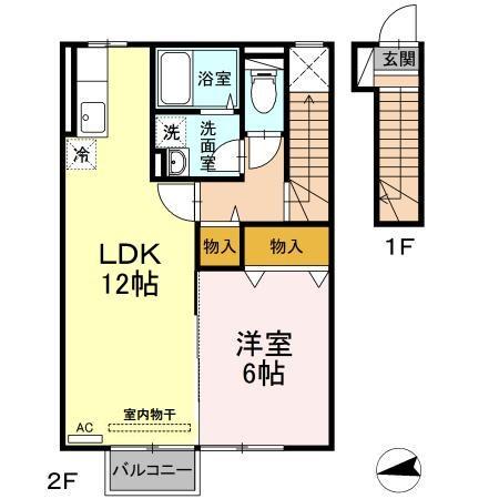 グランモア手形(1LDK/2階)の間取り写真