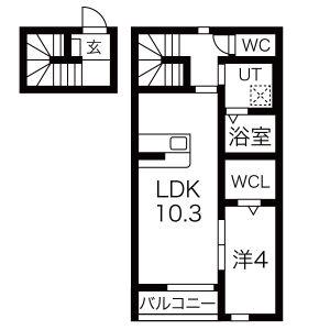 シャルマンヴィラ吉岡(1LDK/2階)の間取り写真