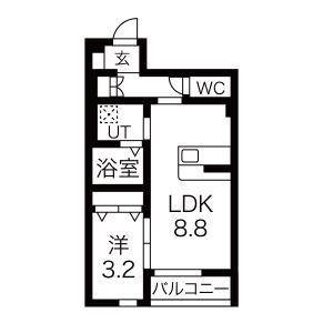 シャルマンヴィラ吉岡(1LDK/1階)の間取り写真