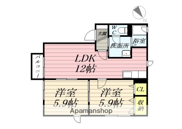 エスペランサC(2LDK/2階)の間取り写真