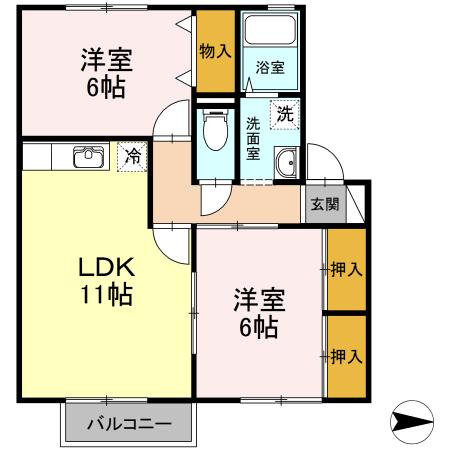 メゾン・ド・青月(2LDK/1階)の間取り写真