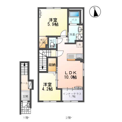 VIENTO(2LDK/2階)の間取り写真