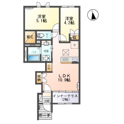 SOLEIL(2LDK/1階)の間取り写真