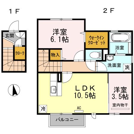 サクラコーポ(2LDK/2階)の間取り写真