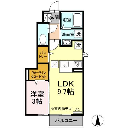 グラシアス オーB(1LDK/1階)の間取り写真