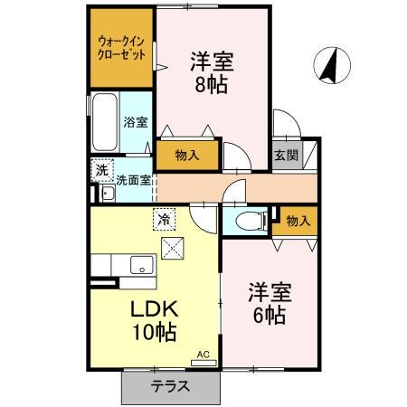 セジュールRAYA(2LDK/1階)の間取り写真