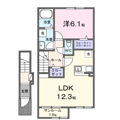 サウス プリムローズⅡ(1LDK/2階)の間取り写真