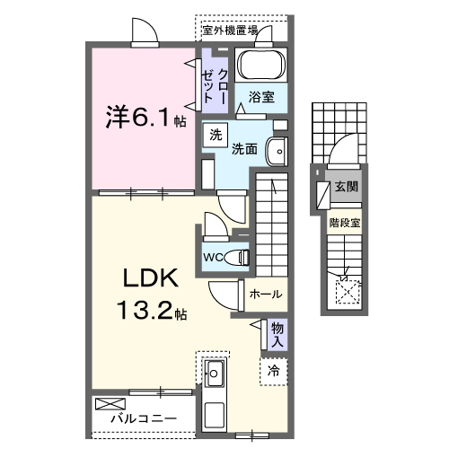 ニューライズ セキネ Ⅱ(1LDK/2階)の間取り写真