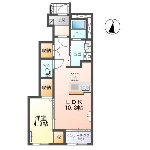 ソレイユⅡ(1LDK/1階)の間取り写真