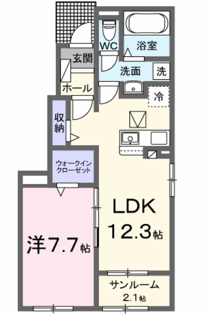 アルトプエンテ Ⅱ(1LDK/1階)の間取り写真