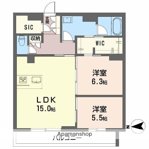 シャーメゾン泉中央3丁目(2LDK/1階)の間取り写真