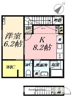 ノックス川口(1LDK/2階)の間取り写真