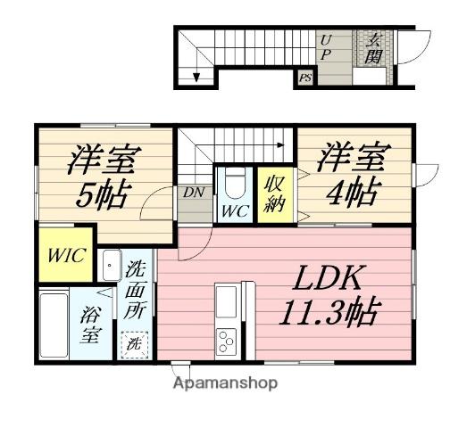 PARK HOUSE広面D(2LDK/2階)の間取り写真