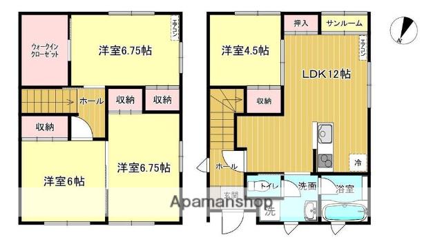 男鹿線 上飯島駅 徒歩13分 2階建 新築(4LDK)の間取り写真