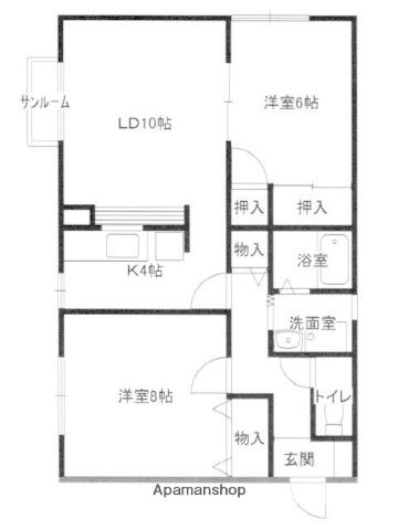 セジュール横森(2LDK/2階)の間取り写真
