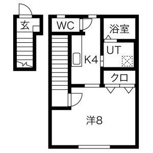 サウスERN CROSS Ⅱ棟(1K/2階)の間取り写真