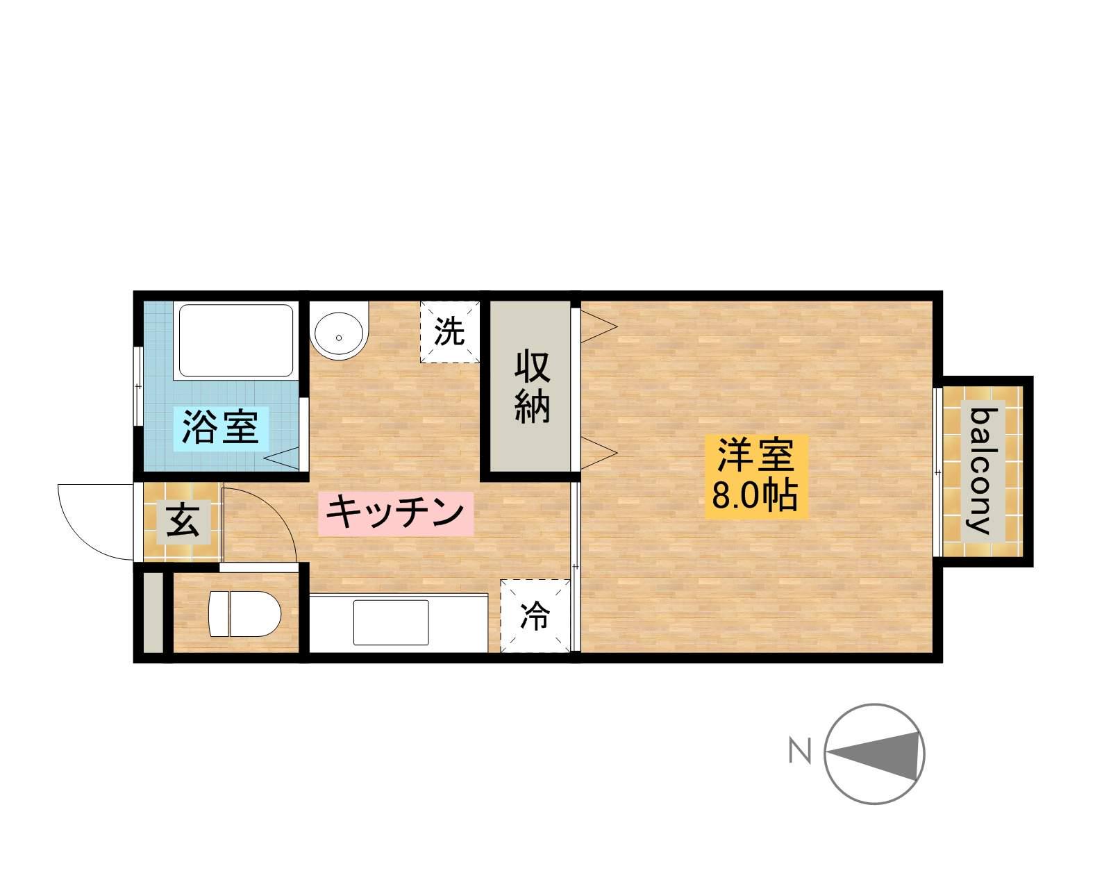 メゾンM(1K/2階)の間取り写真