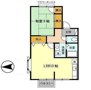 メモリー三千刈A(1LDK/2階)の間取り写真