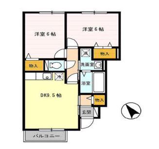 グランモア飯島(2DK/1階)の間取り写真