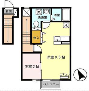 グランモア千秋(1LDK/2階)の間取り写真