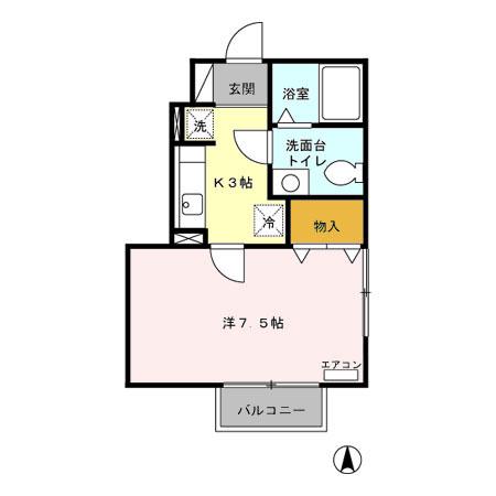 ル・ピア(1K/1階)の間取り写真