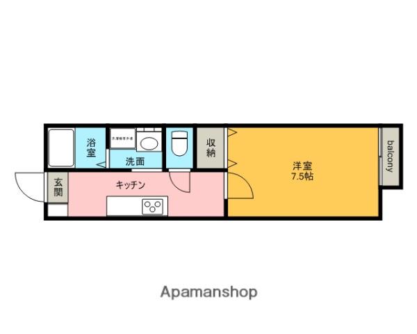 レジデンス下新城(1K/2階)の間取り写真