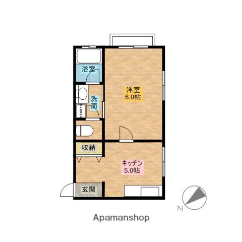 パステルハイムスリー瀬川(1DK/2階)の間取り写真