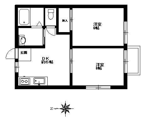 バンジャハウス(2DK/2階)の間取り写真