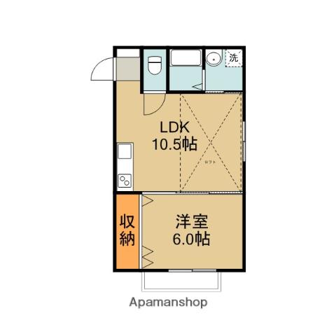 山田荘1号(1LDK/2階)の間取り写真