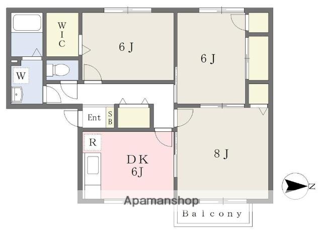 ロイヤルガーデン泉ⅡB棟(3DK/2階)の間取り写真