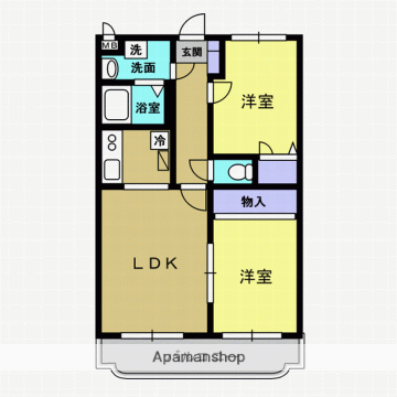 コンフォートパレスB(2LDK/3階)の間取り写真