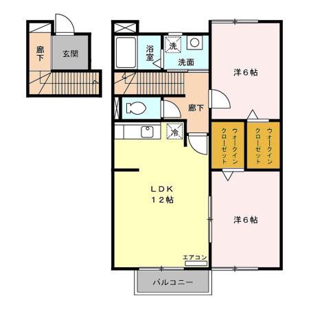 グレイタス川元B(2LDK/2階)の間取り写真