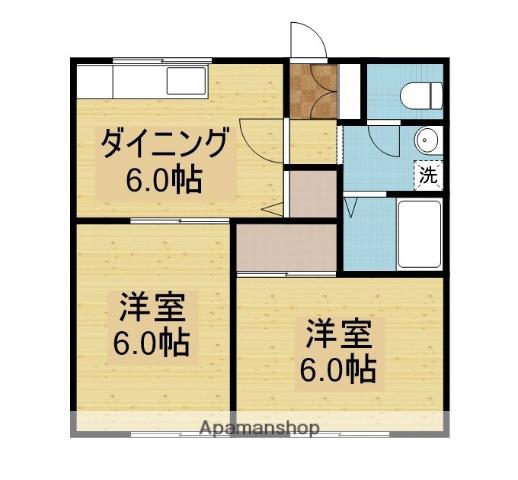 グラッシュセジュール(2DK/1階)の間取り写真