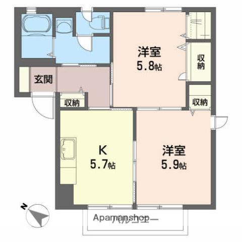 フェリーチェ(2K/2階)の間取り写真