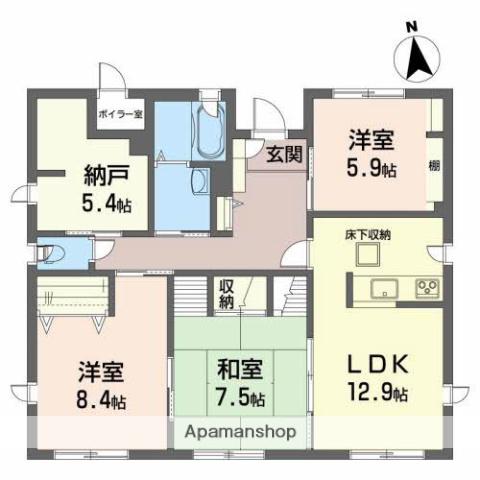 ボナールⅡ(3SLDK/1階)の間取り写真