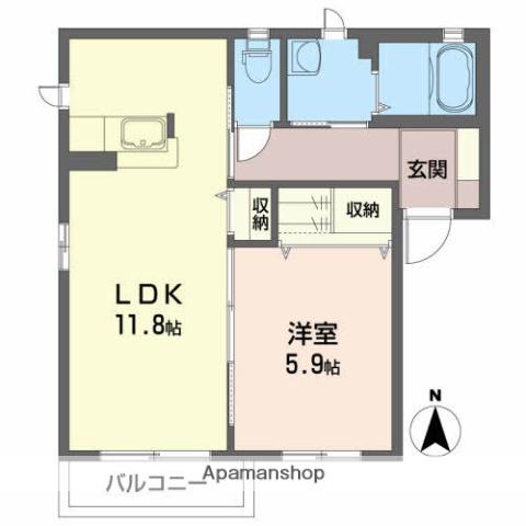 プリムローズA(1LDK/1階)の間取り写真