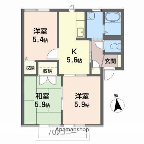 アークガーデン広面(3K/2階)の間取り写真