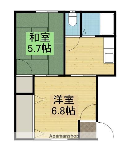 ディアス新屋表町(2K/2階)の間取り写真