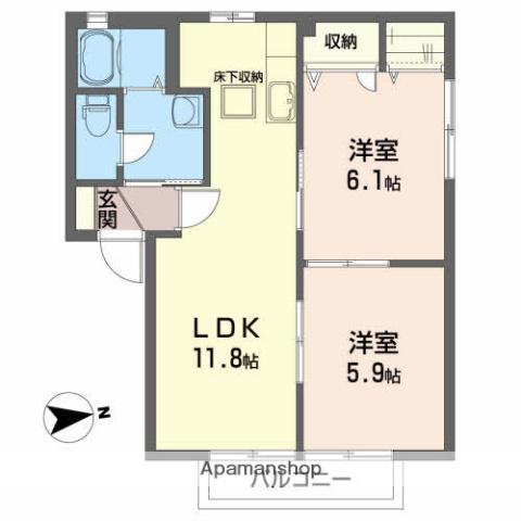 ヴィラハピネス(2LDK/1階)の間取り写真