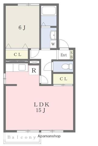 セジュールパレス B(1LDK/1階)の間取り写真